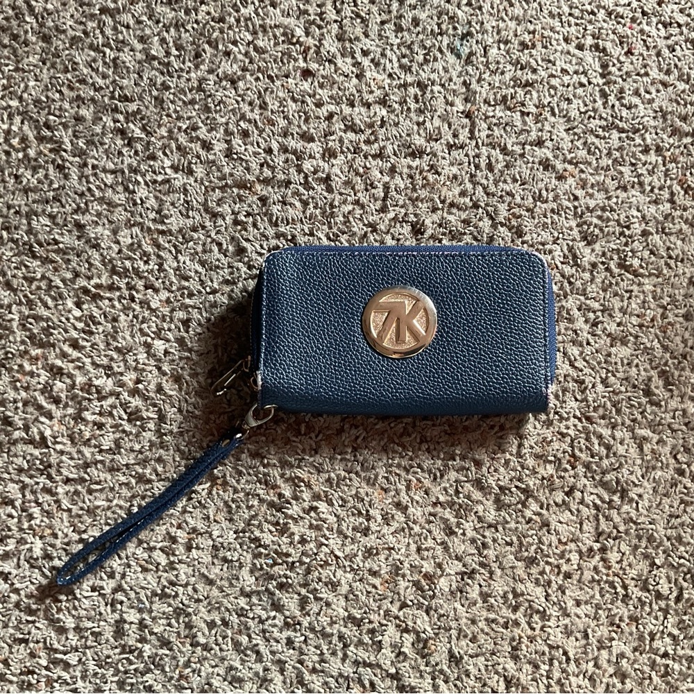 Navy Blue Wallet with Gold Accent